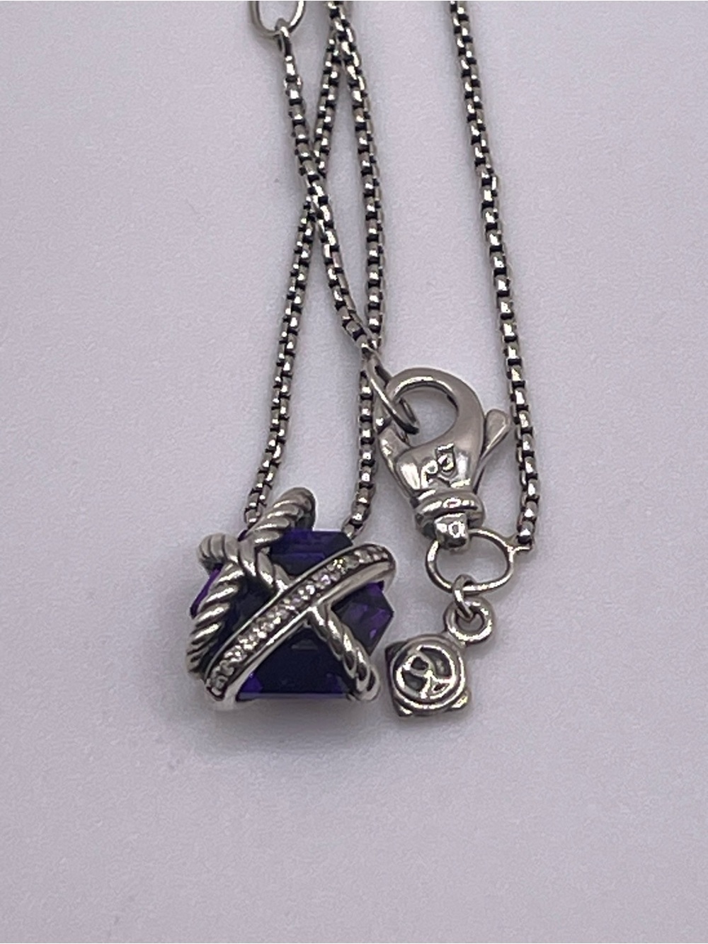 David Yurman Cable Wrap Necklace with Amethyst and Diamonds - Picture 2 of 9